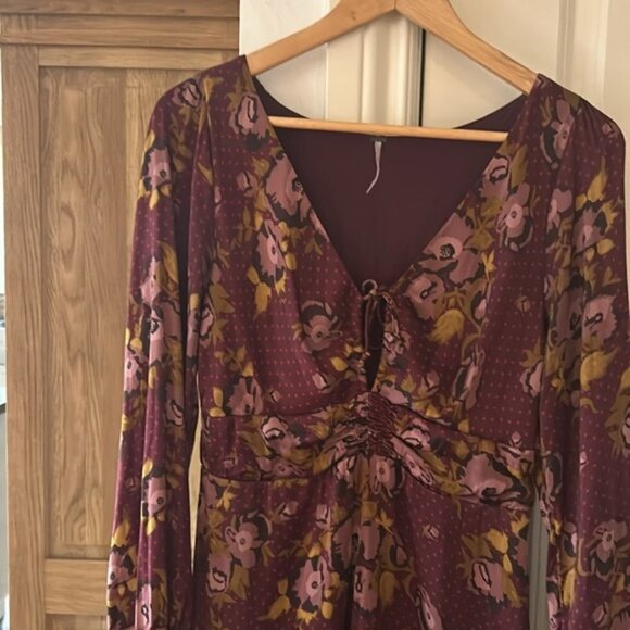 FREE PROPLE morning light purple floral satin mini dress 10 - Picture 6 of 14
